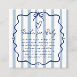 Books for Baby Cute Blue Stripes Baby Shower Begleitkarte