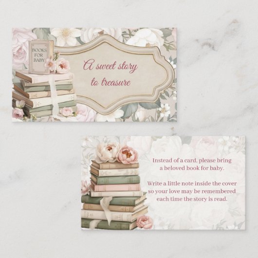 Books for Baby Insert Card | Floral Baby Shower (Vorne/Hinten)