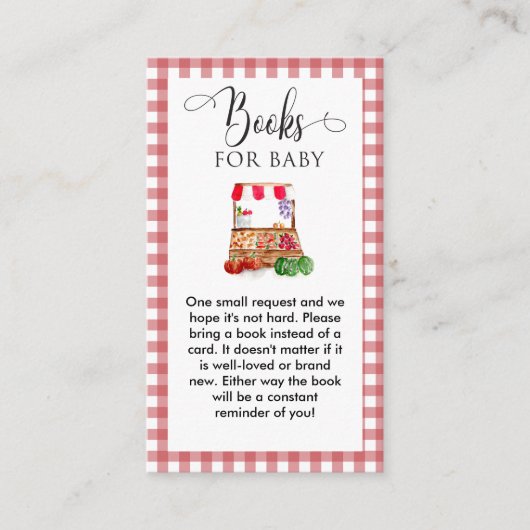 Books for Baby Locally Grown Baby Shower Gingham Begleitkarte (Vorderseite)