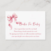 Books for Baby Pink Bow Baby Shower Begleitkarte (Vorderseite)