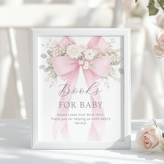 Books for baby Pink Coquette Bow Baby Shower Poster