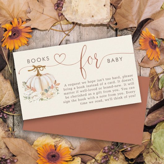 Books for Baby Rustic Pumpkin Floral Shower Begleitkarte