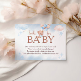 Books for Baby Teddy Bear Blue Blush Baby Shower Begleitkarte