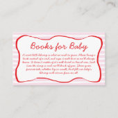 Books For Baby Wavy Frame Pink & Red Baby Shower Begleitkarte (Vorderseite)