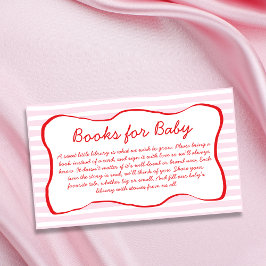 Books For Baby Wavy Frame Pink & Red Baby Shower Begleitkarte