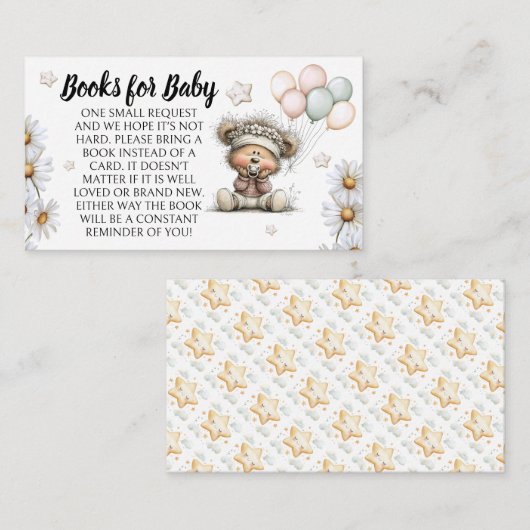 Books For Baby Whimsical Teddy Bear Design Begleitkarte (Vorne/Hinten)