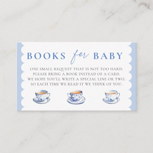 Books Insert Tea Brewing Script Boy Baby Shower (Vorderseite)