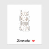 Books Music Food & Fun, ästhetische Aufkleber (Blatt)