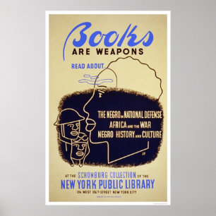 Books Negro Africa WWII 1943 WPA Poster