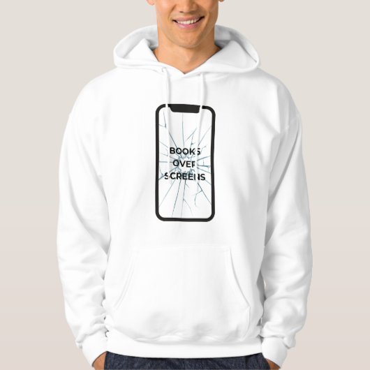 Books Over Screens – Minimalist Reading Quote  Hoodie (Vorderseite)