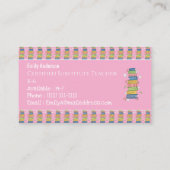 Books Pattern Pink Educator Framed Business Card Visitenkarte (Rückseite)