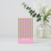 Books Pattern Tutor Pink Vertical Business Card Telefonnummerkarte (Stehend Vorderseite)