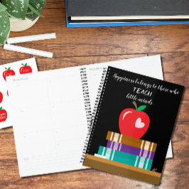 Books , Red Apple and Quote Teacher Planner Planer