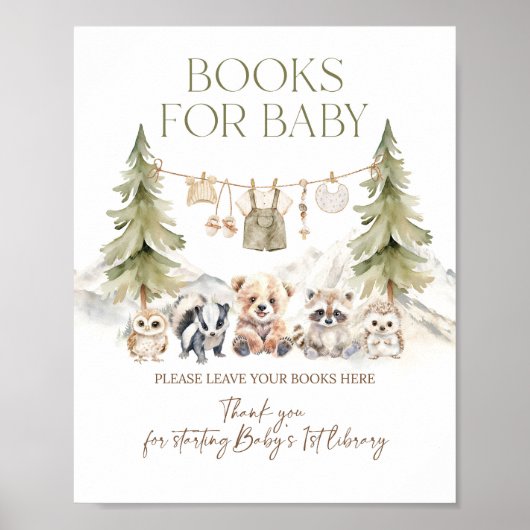 Books Request Woodland Adventure Boy Baby Shower Poster (Vorne)