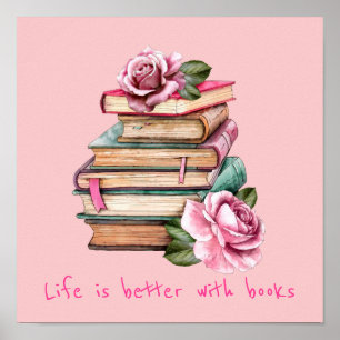 Books slogan classroom or library kid's room post poster