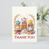 Books,Tea Pots and Yarn Balls Dankeskarte (Stehend Vorderseite)