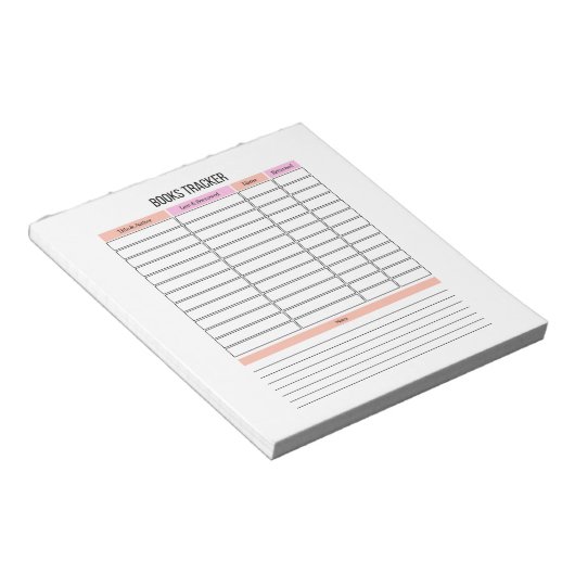 Books Tracker Planner Notepad Notizblock (angewinkelt)