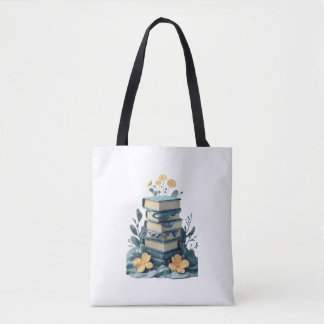 Books whit flowers - tote bag tasche