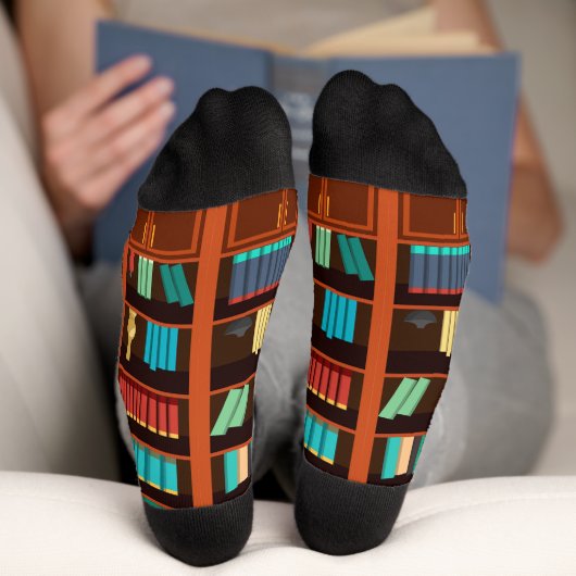 Bookshelf Inspiriert Geschenk für Leser Socken (Unterseite)
