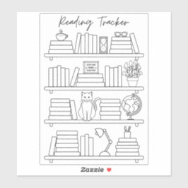 Bookshelf Reading Log Tracker Book Spine Coloring  Aufkleber