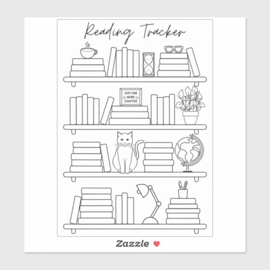 Bookshelf Reading Log Tracker Book Spine Coloring  Aufkleber (Blatt)