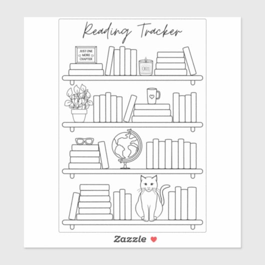 Bookshelf Reading Log Tracker Book Spine Coloring  Aufkleber (Blatt)