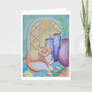 Bookshop Cat Grußkarte Dankeskarte