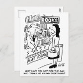 Bookshop Customer asks Shopkeeper a Question Postkarte (Vorne/Hinten)