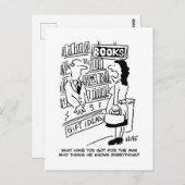 Bookshop Kunde frage Shopkeeper eine Frage Postkarte (Vorne/Hinten)
