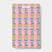Bookstack and Flowers Pink Library Hall Pass Badge Ausweis (Rückseite)