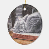 Bookstore Cat Keramik Ornament (Links)