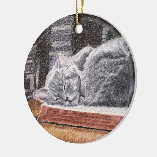 Bookstore Cat Keramik Ornament (Links)