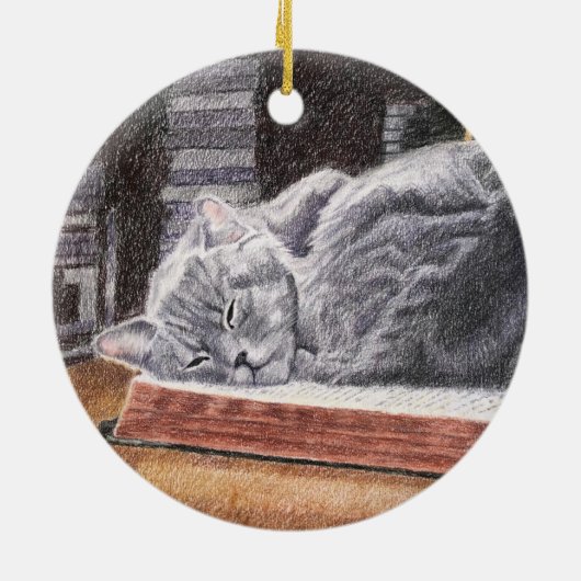 Bookstore Cat Keramik Ornament (Hinten)