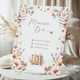 Bookstore Wildblume Brautparty Mimosa Bar Sign Sockelschild