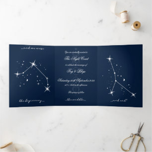 BookTok Romantacy Wedding Invite - Aries/Krebs Dreifach Gefaltete Einladung
