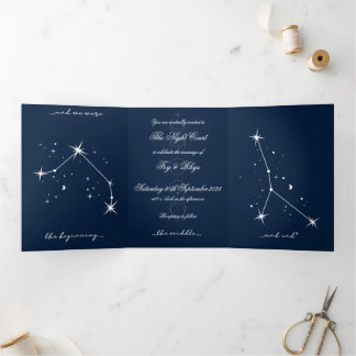 BookTok Romantacy Wedding Invite - Aries/Krebs Dreifach Gefaltete Einladung
