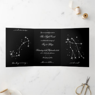  BookTok Romantacy Wedding Invite - Scorpio/Gemini Dreifach Gefaltete Einladung