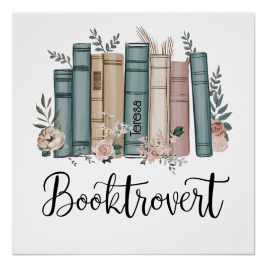 Booktrovert personalized watercolor books on shelf poster (Vorderseite)