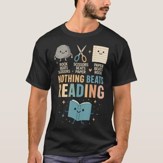 Booktrovert Shirt Nothing Beat Reading Rock Paper (Vorderseite)