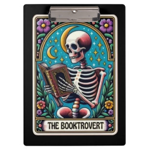 Booktrovert Tarotkarte Skelett Lesebuch Klemmbrett