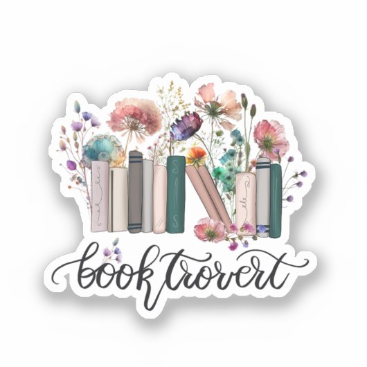 Booktrovert-Wildblumen Aufkleber (Vorderseite)