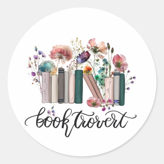 Booktrovert-Wildblumen Runder Aufkleber (Vorderseite)