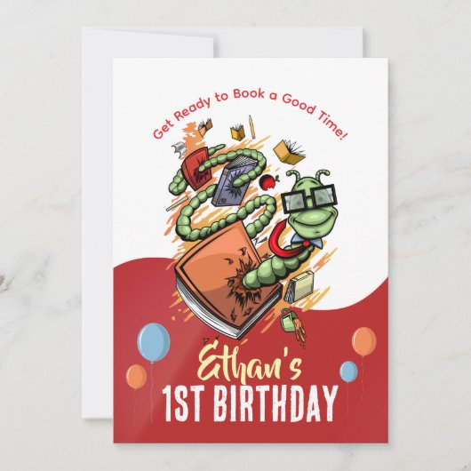 Bookworm Birthday Bash Einladung (Vorderseite)