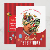 Bookworm Birthday Bash Einladung (Vorne/Hinten)