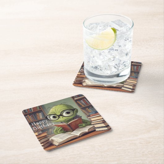 Bookworm Birthday Rechteckiger Pappuntersetzer (Vor Ort)