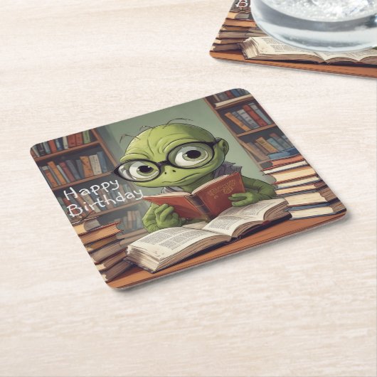Bookworm Birthday Rechteckiger Pappuntersetzer (angewinkelt)