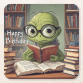 Bookworm Birthday Rechteckiger Pappuntersetzer (Vorderseite)
