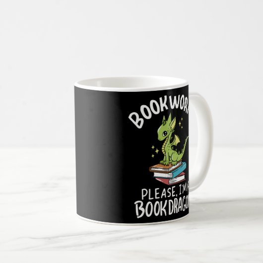 Bookworm Bitte ich bin Buchdrache - Buch Kaffeetasse (VorderseiteRechts)