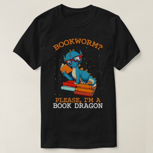 Bookworm Bitte, ich bin ein Buch Dragon Librarian T-Shirt (Design vorne)