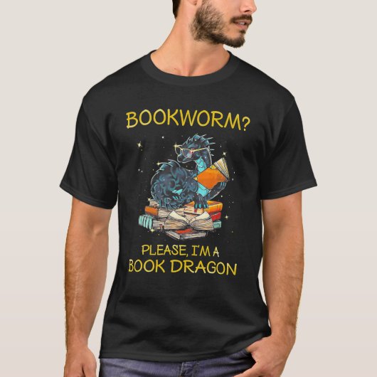 Bookworm Bitte, ich bin ein Buchdrache T-Shirt (Vorderseite)